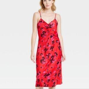 A New Day Red Floral Midi Dress